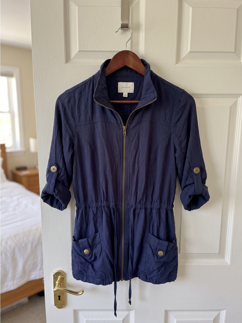 Kismet Navy Zip-Front Drawstring Utility Jacket - Picture 3 of 3